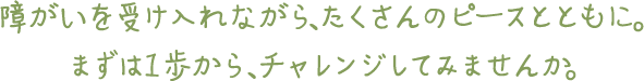 障がいを受け入れながら、たくさんのピースとともに まずは一歩から、チャレンジしてみませんか